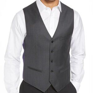 TED BAKER London Troy Trim Fit Wool Vest in Charcoal